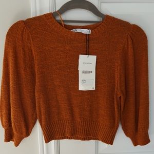 COPY - Zara Burnt Orange 3/4-length Sleeve Top